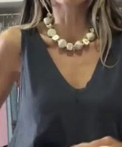 Collar borlas oro y beige