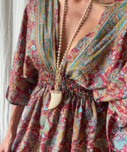 Vestido seda granate Mint