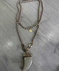 Collar doble cuerno beige