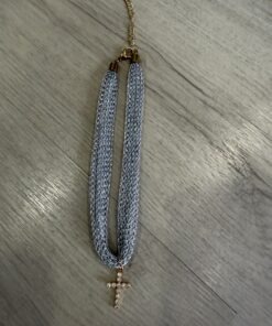 Collar malla plata cruz