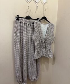 Conjunto vichy blusa fruncida