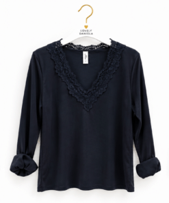 Alternative view of Camiseta algodón pico puntilla