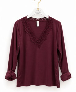 Camiseta algodón pico puntilla