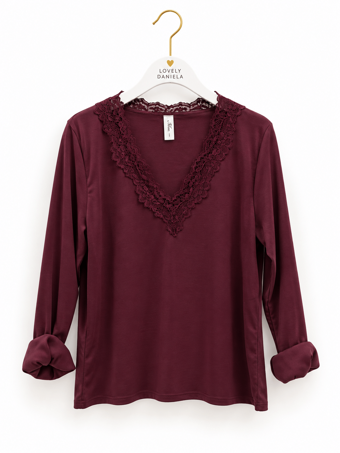 Camiseta algodón pico puntilla
