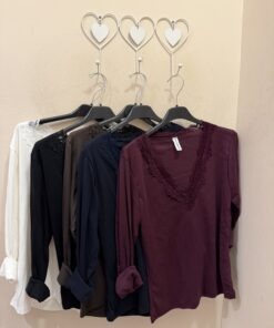Camiseta algodón pico puntilla