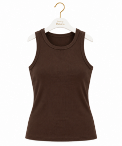 Camiseta tirante canalé chocolate