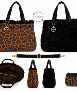 Bolso Teddy negro animal print