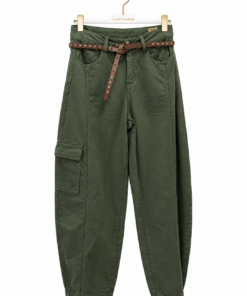 Pantalón barrel cargo kaki